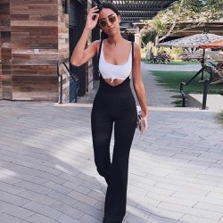 NCLAGEN 2019 New Autumn Women High Waist Overalls Back Zipper Pants Mujer Streetwear Capris Ladies Sexy Wide Leg Trousers Romper