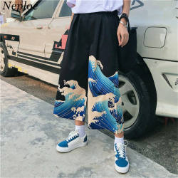 Neploe Ulzzang Casual Pants 2019 Summer Japanese Harajuku Leisure Loose Trousers Woman Cartoon Printed Wide Leg Pants 35609