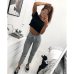 New 2019 Fashion spring Vintage gray grid casual pants women pants trousers female streetwear capris summer pants