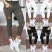 New 2019 Skinny Jeans Women Denim Pants Holes Destroyed Knee Pencil Pants Casual Trousers Black White Stretch Ripped Jeans