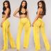 New Sexy Ruffle Women Beach Mesh Pants Sheer Wide Leg Pants Transparent See through Sea Holiday Cover Up Bikini Trouser Pantalon