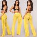 New Sexy Ruffle Women Beach Mesh Pants Sheer Wide Leg Pants Transparent See through Sea Holiday Cover Up Bikini Trouser Pantalon