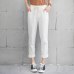 New Women Casual Harajuku Spring Autumn Big Size Long Trousers Solid Elastic Waist Cotton Linen Pants Ankle Length Haren Pants