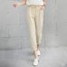 New Women Casual Harajuku Spring Autumn Big Size Long Trousers Solid Elastic Waist Cotton Linen Pants Ankle Length Haren Pants