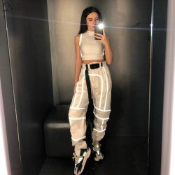 Nibber spring Reflective cargo pants women Casual harem pants 2019 hot black Sweatpants ladies wild Belt decoration Active Wear