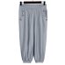 OEAK Women 5XL Plus Size Loose Pants Buttons Casual Elastic Low Waist Harem Pants Capris Female Solid Trousers Summer Pantalones