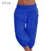 OEAK Women 5XL Plus Size Loose Pants Buttons Casual Elastic Low Waist Harem Pants Capris Female Solid Trousers Summer Pantalones