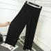 Pant Pleated chiffon wide leg pants female summer 2018 new Korean version of nine high waist loose loose mm pants