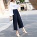 Pant Pleated chiffon wide leg pants female summer 2018 new Korean version of nine high waist loose loose mm pants