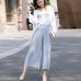 Pant Pleated chiffon wide leg pants female summer 2018 new Korean version of nine high waist loose loose mm pants