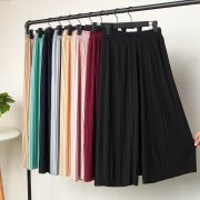 Pant Pleated chiffon wide leg pants female summer 2018 new Korean version of nine high waist loose loose mm pants