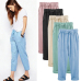 Plus Size M-7XL Fashion Women Nine Points Pants Cotton linen New Casual Bundling Wide Waist Belt Candy Color Pencil Pants Black