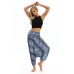 RAISEVERN Ladies Women Beach Pants Trousers Boho Gypsy Hippie Women Wide Leg Harem Peacock Feather Print Elastic Pants Trousers