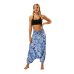 RAISEVERN Ladies Women Beach Pants Trousers Boho Gypsy Hippie Women Wide Leg Harem Peacock Feather Print Elastic Pants Trousers