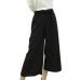 Summer New Striped Style Black Loose High Waist Crop Casual Pants Women One Size Chiffon Wide-leg Pants Plus Size