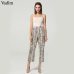 Vadim women side striped snake skin pattern pants elastic waist pockets ladies casual streetwear fashion trousers mujer KA252