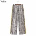 Vadim women side striped snake skin pattern pants elastic waist pockets ladies casual streetwear fashion trousers mujer KA252