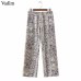 Vadim women side striped snake skin pattern pants elastic waist pockets ladies casual streetwear fashion trousers mujer KA252