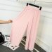 WHZHM 2019 Summer Pants Women High Waist Loose Wide Leg Pants Summer/Spring Casual Trousers Ladies Pink Thin Long Pants Female