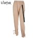 Waataak Elatic High Waist Harem Pants Women Cloth Chain Buckle Pantalon Khaki Pocket Long Casual korean pants Pencil Autumn 2018