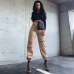 Waataak Elatic High Waist Harem Pants Women Cloth Chain Buckle Pantalon Khaki Pocket Long Casual korean pants Pencil Autumn 2018