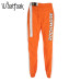 Waatfaak Casual Patchwork Pencil Pants High Waist Buckle Belt Trousers Women Orange Zipper Pocket Sweatpants and Joggers Fitness