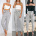 Women High Waist Elastic Harem Pants Casual Chffion OL Lady Ankle -length Capris Trouser Women Clothing Pencil Pants