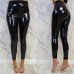 Women's Spring New Brushed High Waist PU Leather Pants Black Leggings Female Shinny Pencil Pants Elastic Trousers Female Clothes