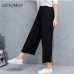 luckymily 2019 New Spring and Autumn Solid Color Womens Pleated Wide Leg Palazzo Pants with Elastic Band of 8 Color Casual Pants