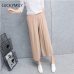 luckymily 2019 New Spring and Autumn Solid Color Womens Pleated Wide Leg Palazzo Pants with Elastic Band of 8 Color Casual Pants