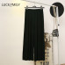 luckymily 2019 New Spring and Autumn Solid Color Womens Pleated Wide Leg Palazzo Pants with Elastic Band of 8 Color Casual Pants