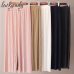 luckymily 2019 New Spring and Autumn Solid Color Womens Pleated Wide Leg Palazzo Pants with Elastic Band of 8 Color Casual Pants