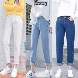 2019 Fashion Ripped Jeans Woman High Waist Boyfriend Jeans For Women Plus Size Blue Black White Denim Mom Jeans Pants Trousers