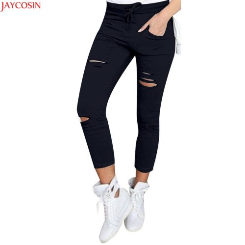 2019 JAYCOSIN High Waist Skinny Fashion Boyfriend Material Jeans for Hot Women Hole Vintage Girls Slim Ripped Denim Pencil Pants