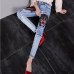 2019 New Autumn Fashion Patch Cartoon Mickey Hole Denim Pants Slim Women Long Trousers Ankle-length Female Pencil Jeans