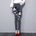 2019 New Autumn Fashion Patch Cartoon Mickey Hole Denim Pants Slim Women Long Trousers Ankle-length Female Pencil Jeans