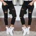 2019 new ripped jeans for women Women big size ripped trousers stretch pencil pants leggings women jeans