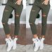 2019 new ripped jeans for women Women big size ripped trousers stretch pencil pants leggings women jeans