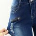 2077 Youaxon Women`s Motorcycle Biker Zip Mid High Waist Stretch Denim Skinny Pants Motor Jeans For Women