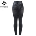 2168 Youaxon New Black Motorcycle Biker Zip Jeans Women`s Mid High Waist Stretch Denim Skinny Pants Motor Jeans For Women