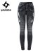 2168 Youaxon New Black Motorcycle Biker Zip Jeans Women`s Mid High Waist Stretch Denim Skinny Pants Motor Jeans For Women