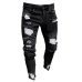 3 Styles Men Stretchy Ripped Skinny Biker Embroidery Print Jeans Destroyed Hole Taped Slim Fit Denim Scratched High Quality Jean