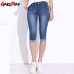 GAREMAY Plus Size Skinny Capris Jeans Woman Female Stretch Knee Length Denim Shorts Pants Women With High Waist Summer