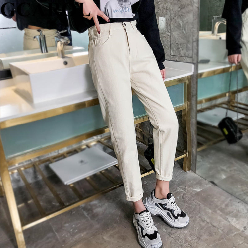 GCAROL 2019 Spring Fall Elastic Waist Retro Old Pants Ankle Length First Love Loose Vintage Straight Pants Plus Size 25-32