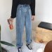 GUUZYUVIZ Loose Vintage Woman Jeans 2017 Autumn Bleached Casual Boyfriend Curl Denim Wide Leg Pants Oversize High Waist Jean