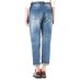 LEIJIJEANS Spring Plus Size Fashion Ripped Hole Bleached Mid Waist Ankle Length Vintage Stretch Loose Harem Women Jeans