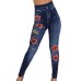 Laamei 2019 Plus Size Women Stretch High Waist Skinny Embroidery Jeans Floral Holes Denim Pants Trousers Women Jeans Pencil Pant