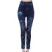 Laamei 2019 Plus Size Women Stretch High Waist Skinny Embroidery Jeans Floral Holes Denim Pants Trousers Women Jeans Pencil Pant