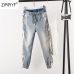 Largesize 5xl Patchwork Sequined Jeans Women Washed Denim Trouser Jeans Female Elastic Waist Cargo Pants Side Striped Jeans B010