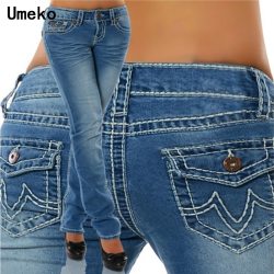 New Fashion 2019 Plus Size Jeans Woman Skinny Pockets Denim Ladies Pencil High Waist Blue Jeans Women Pants Female Trousers